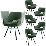 JIJIAN 6er Set Esszimmerstuhl Drehbar mit Armlehne, Drehbar 360°, Küchenstuhl, Moderner Polsterstuhl mit Stoffrückenlehne für Küche, Esszimmer, Schlafzimmer, Grün
