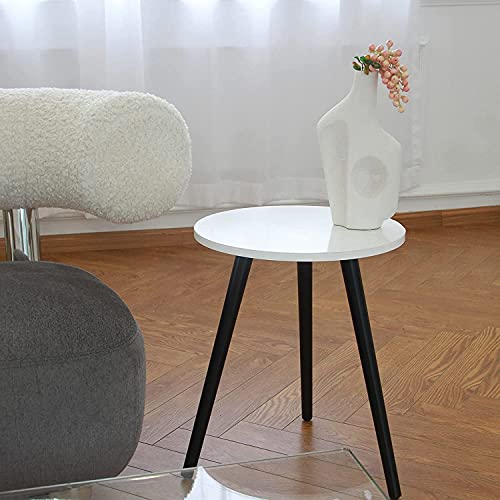 Image of Foldable Round Shaped Side Table /Tea Coffee Breakfast Table (Black-White, Engineered Wood)