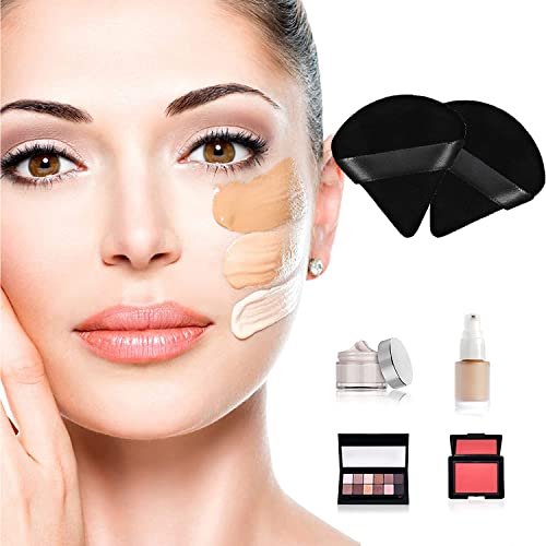 12-Piece Triangle Powder Puff Set - Soft Velour Puffs for Loose Powder Foundation, Cream Blush - Reusable, Dry & Wet (Black) - Image 3
