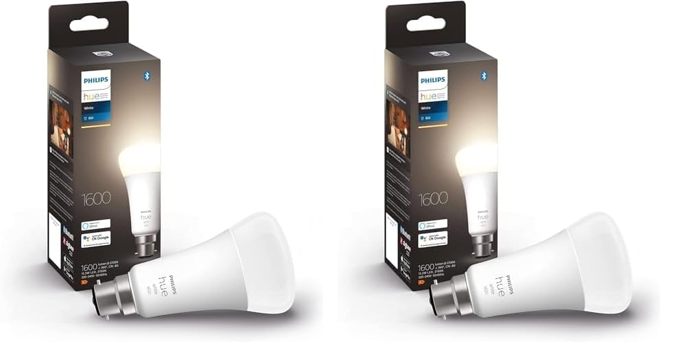 Philips Hue Philips Hue Bright White Single Smart Bulb LED [B22] with Bluetooth (Pack of 2)