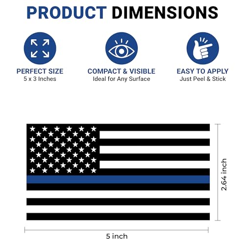 Image of Police Law Enforcement Vinyl Flag Stickers, Car Decals, Waterproof Indoor Outdoor, Laptop Stickers, Car Bumper, Flag, 5 x 3 Inches, Set of 3