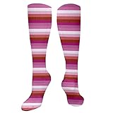 AOTOSE Lesbian Gay LGBT Pride Flag Compression Socks Women & Men 10-20mmhg Travel Tube Thigh High Tights Over Knee Socks Casual High Stockings