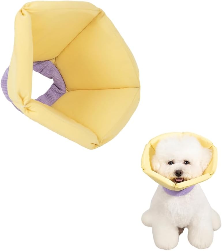 Soft Cat Cone, Adjustable Recovery Collar After Surgery Cone of Shame Alternative for Cats Kittens and Puppies,Yellow,S