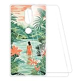 ESCAMOT Bedruckte Hülle + 2 Glas Schutzfolie Kompatibel mit Lenovo Phab 2 Plus, Stoßfeste Weiche Cover & HD Klare Tempered Glass Folie (Schwimmende)