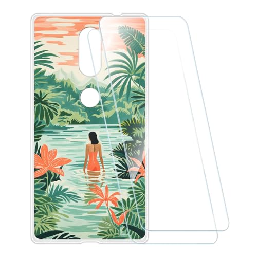 ESCAMOT Bedruckte Hülle + 2 Glas Schutzfolie Kompatibel mit Lenovo Phab 2 Plus, Stoßfeste Weiche Cover & HD Klare Tempered Glass Folie (Schwimmende)