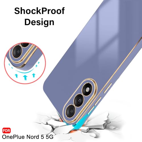 Image of TheGiftKart Luxurious Golden-Plated Back Cover Case for OnePlus Nord 5 5G | Raised Lips for Camera & Screen Protection | ShockProof Design | Stylish Back Case for OnePlus Nord 5 5G (TPU, Greyish Blue)