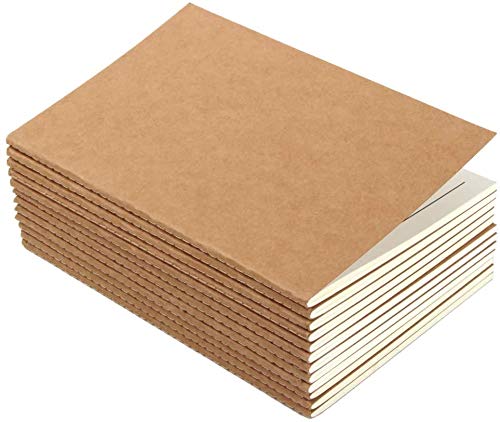 INNAXAX 12 Pack Journal Notebook Kraft Brown Cover Lined Notebooks for Travelers and Office Daily Use - A5 Size 21 X 14.8 cm
