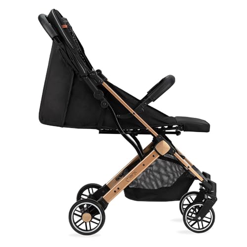 10. Bild von MoMi ESTELLE Kinderwagen ab 6. Monat (bis 15 kg), klappbarer Buggy mit 5-Punkt-Sicherheitsgurt, Einkaufskorb und Liegefunktion, Teleskop-Stange zum Ziehen, steht nach dem Zusammenklappen