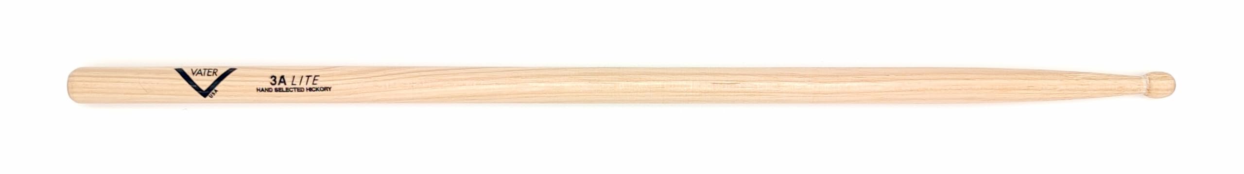Vater - 3A Lite (Wood Tip) American Hickory Drumsticks - VH3ALW, Natural