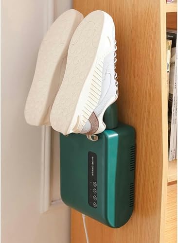 Wall Mounted Shoe Dryer - Electric Multi-Hole Boot & Shoe Warmer with Timer, Portable Air Drying Machine for Quick Drying (Green) - Ideal for Winter Use