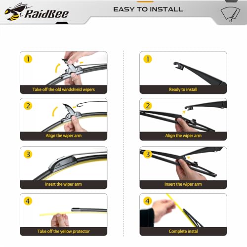 Image of Raidbee Windshield Wiper Blades Replacement for Toyota 4Runner 2010 2011 2012 2013 2014 2015 2016 2017 2018 2019 2020 2021 2022 2023 2024 All-Season OEM Quality 3 Pack 24 inch+20 inch+12 inch