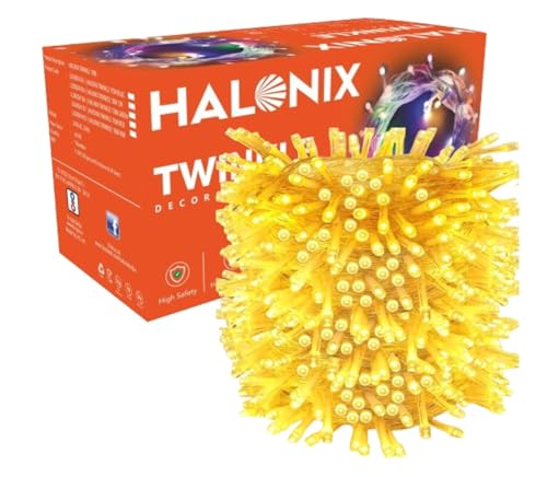 Halonix Twinkle 32 Feet Yellow 46 LED Decorative Light | Diwali Lights for Decoration for Home | Fairy Light | Festival Light | Curtain Light for Decoration | String Light for Diwali | Pack of 1