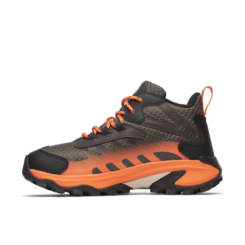 Image of Merrell Moab Unisex Kids Speed 2 Mid Waterproof Hiking Boots, Gunsmoke Orange, 11 Big Kid