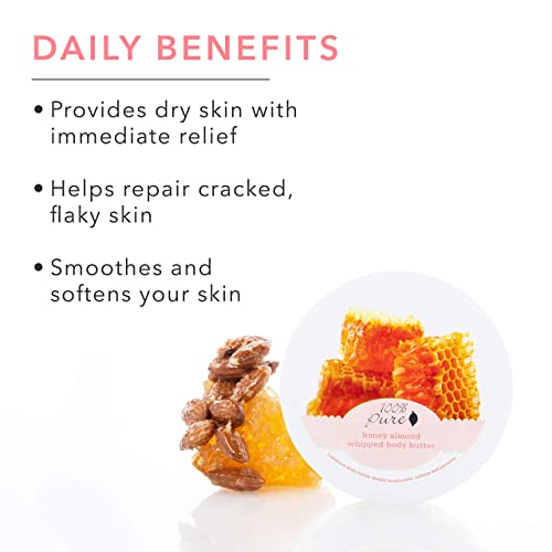 100% Pure Honey Almond Whipped Body Butter, Body Lotion For Dry Skin, Made With Shea Butter, Cocoa Butter, Moisturizing Body Cream, Natural Lotion - 3.4 Oz #TOP2