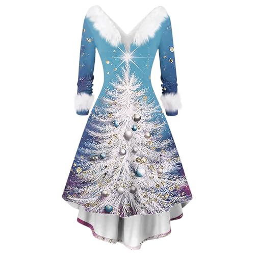 Generisch Weihnachtskleid Schwanger Sexy für Damen Weihnachtskleider Rot Kostüm Weihnachtkleid Vintage Kleider Winterkeild Türkis 2XL