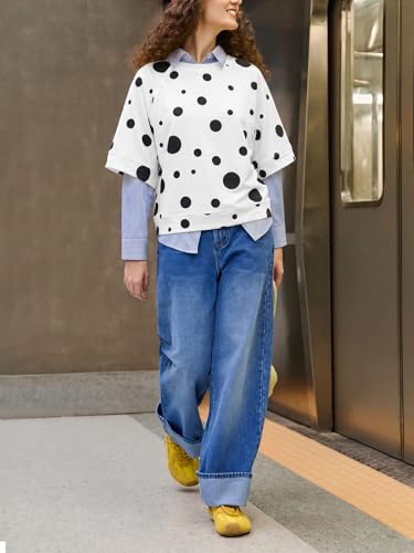 Image of Tankaneo Womens Oversized Half Sleeve T-Shirts Crew Neck Boxy Basic Tees Tops Summer Casual Loose Fit Tunic Shirts