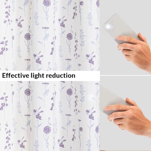 Image of HOMEMONDE Duck Curtain for Window - Floral Printed Room Darkening 6 Feet Curtain, Rod Pocket Top Style Pack of 2 - (Blue & Purple, 72 Inch)