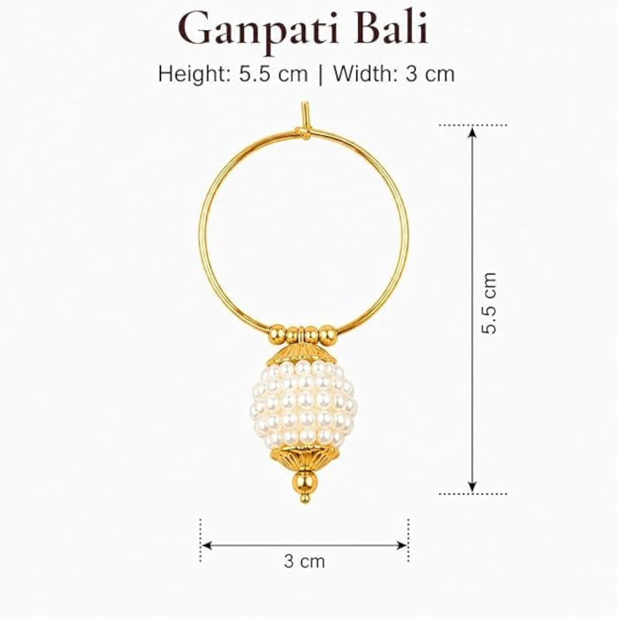 Hanging Pearl Ganpati Big Bali Earrings for Decoration