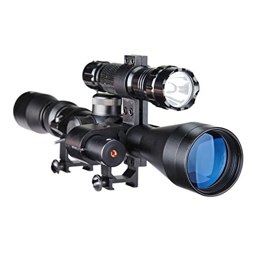 Pinty 3-9X40 Duplex Optical Hunting Rifle Scope Combo with Red Laser and Torch