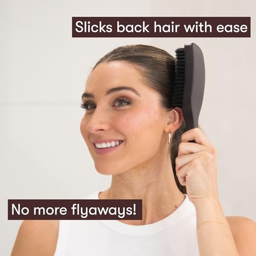 FRAMAR Slick Back Hair Brush Women – Boar Bristle Hair Brush, Slick Back Brush, Boar Bristle Brush, Smoothing Brush, Reduces Frizz and Static, Adds Natural Shine – Brown Velvet - Image 3