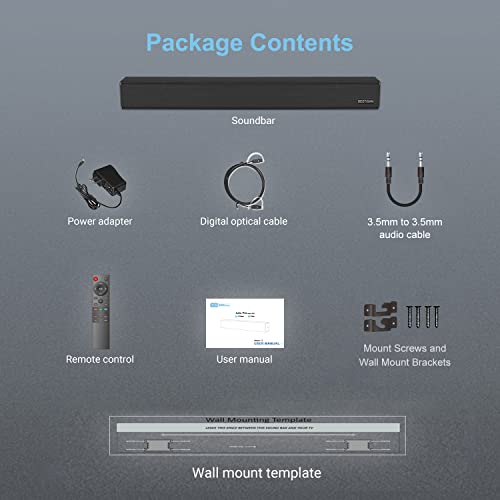 Bestisan , 100 Watt Hdmi Sound Bars For Tv With Built In Subwoofer Home Theater System (32 Inch, Sub Out Port, Bluetooth 5.0, 3 Audio Modes, Bass Adjustable, Wall Mountable, 2022 Upgraded) #TOP6