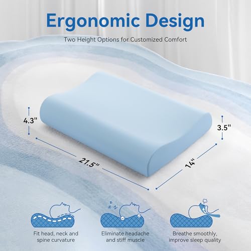 Image of AM AEROMAX Firm Contour Memory Foam Pillow, Cervical Pillow for Neck Pain Relief, Neck Orthopedic Sleeping Pillows for Side, Back and Stomach Sleepers.
