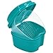 hatisan Denture Bath Box Case, False Teeth Storage Box with Hanging Net Container, Premium Mouth Guard Box with Cleaning Brush (2Pcs) …