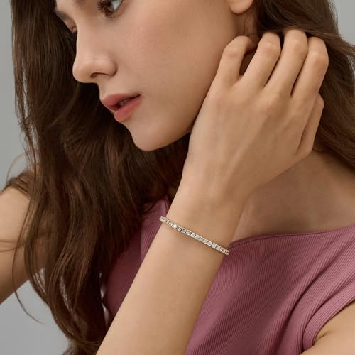 14K Gold Filled Tennis Bracelet for Women-3mm,4mm 5mm CZ Stone Classic Gold Bracelet for Women, Valentines, Mothers, Christmas Jewelry Gift for Women2