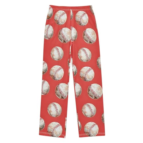 Pajama Pants Baseball Tile Red Pattern Long Sleep Pants Lounge Bottoms