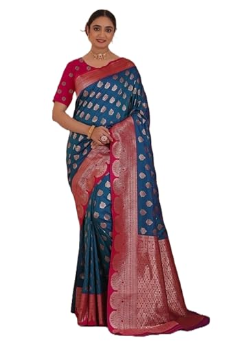 Sari traditionnel en soie douce Banarasi Zari pour grande occasion