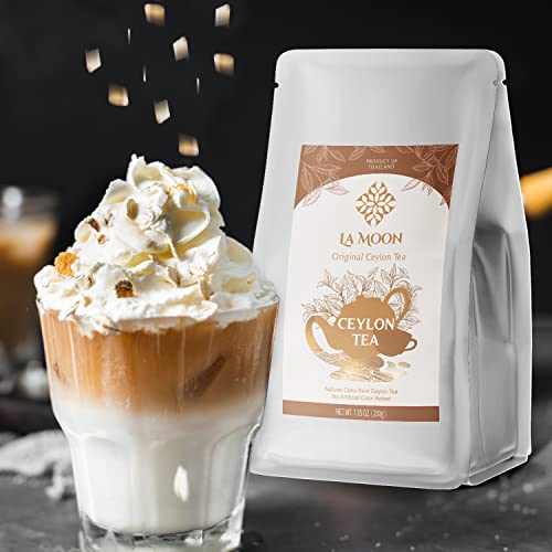 La Moon Tea - Ceylon Thai Tea, Ceylon Black Tea Finest Ground Powder Original Thai Tea Style 100% Natural Color No Food Dye, Homemade Ceylon Thai Ice Tea, Thai Tea Latte, Boba Tea (7.05 Oz.) #TOP5