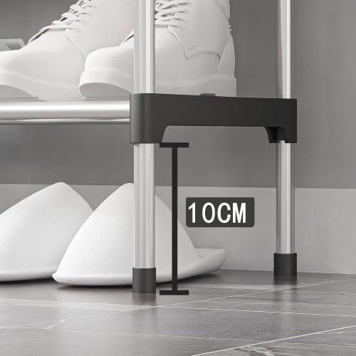 Image of Metal Shoe Rack for Home - Adjustable & Stackable Waterproof Open 5-Tier Shoe Rack for Closet Entryway, Bedroom, Outdoor,Multi-Purpose Carbon Steel Shoe Stand (Black, 6-Shelf)