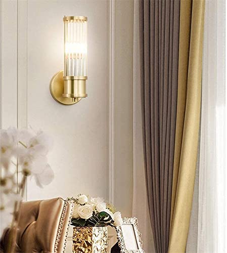 Image of Brikey Brass Gold Crystal Wall Sconce Light Crystal Glass & Gold Base Wall Lamp Wall Mount Light (1-Light)