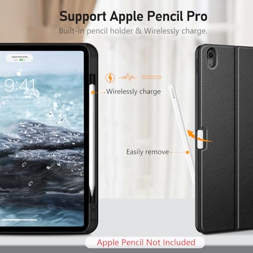 Image of FINTIE Keyboard Case for iPad Air 13-inch M4 /M3 /M2 (2026 /2025 /2024) with Pencil Holder - Soft TPU Back Cover with Magnetically Detachable Bluetooth Keyboard, Black