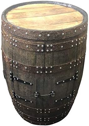 Cheeky Chicks Ltd Solid Oak Whisky Barrel Cabinet | Rustic Recycled Drinks Patio Table | Home Bar