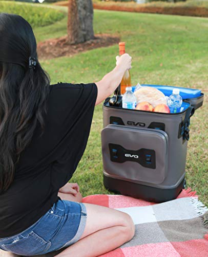 Evolution Outdoor Evo Leak Proof Rolling Cooler 25 Quart, 16X 12X 22In. Insulated Cooler Bag With Abs Molded Top, 8 Accessory Loops, Retractable 4-Stage Handle #TOP1