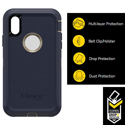 OtterBox DEFENDER SERIES SCREENLESS EDITION Case for iPhone Xr - Retail Packaging -Polycarbonate, Built-in Screen Protector, DARK LAKE (CHINCHILLA/DRESS BLUES)