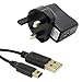 Price comparison product image 2 in 1 mains wall charger plug & USB charging cable for Nintendo 3DS XL, 3DS, 2DS XL, 2DS, DSi XL & DSi - UK 3 pin AC power adapter 1.2m | ZedLabz