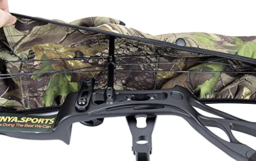 Sunya Neoprene Compound Bow Sling, Silent Hunting Or Fast Movement 2 Carrying Modes Switchable. Padded Shoulder Sling Removable & Adjustable. Camouflage Fabric. (Camo With Green Strap) #TOP4