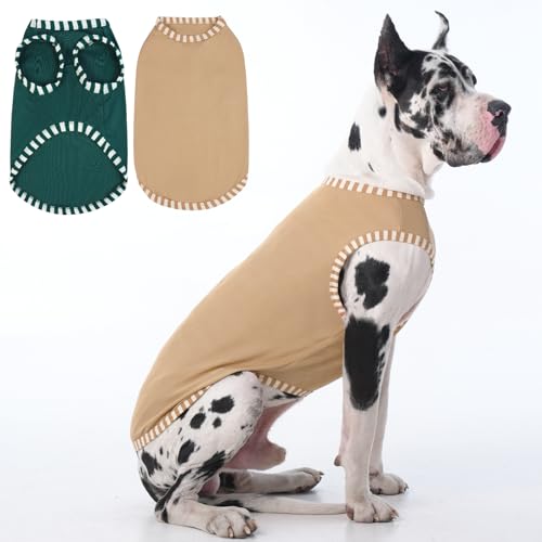 IECOii 2 Pack Dog Surgery Recovery Shirt Sleeveless Lightweight Dog Tshirt | T-Shirts with Stretch Fit,Gentle on Sensitive Skin,Anti-licking for Hot Spots,Shedding Control Tee,For Small to G