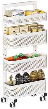 Mobile Rolling Storage Cart, 4/5/6-Tier Utility Rack with Mesh Baskets, Versatile Organizer Trolley for Bathroom & Kitchen, Space-Saving Shelving Solution