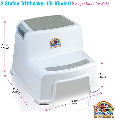 Dr. Wellthy - Double Step Stool - Baby Step Stool, Stepping Stool for Children, Perfect for Boys and Girls in Bathroom or Kitchen - Toddler Step Stool Toilet Training, Anti-Slip - Kids Step Stool
