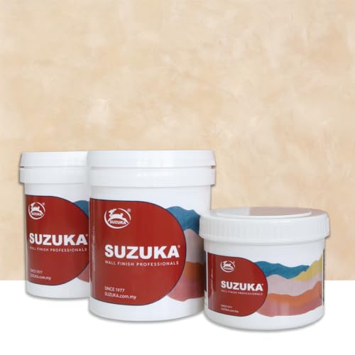SUZUKA Strato Texture Paint SVL-418 Limewash Effect Matte Wall - Lime Wash Plaster Venetian Interior Paint Primer and Wax Top Coat included Oat Beige