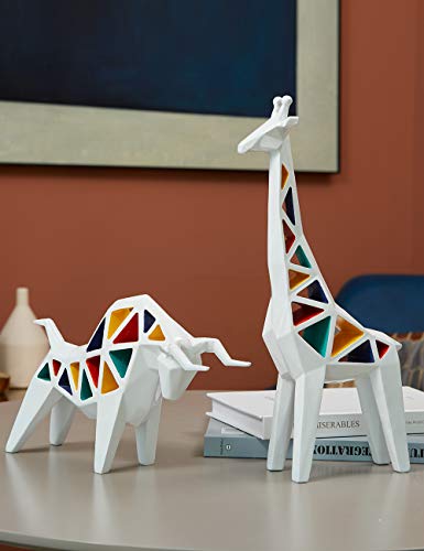 Haucoze Giraffe Sculpture Decor Animal Statue Polyresin Figurine Colorful Hollow 14 Inch #TOP6