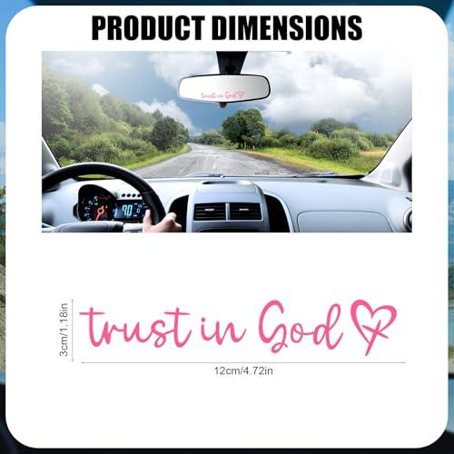 Image of Gosknor 6pcs Trust in God Rearview Mirror Stickers, Cute Heart Vinyl Car Mirror Decals Inspirational Rear View & Car Window Stickers for Women Auto Vanity Decoration Accessories (Pink)
