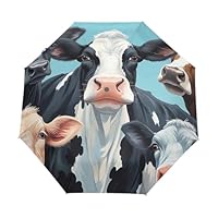 GAIREG Travel Umbrella Cows on Blue Automatic Open Close Windproof Compact Folding Umbrellas