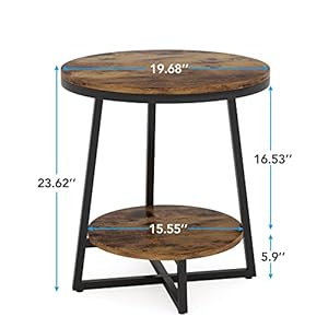 Tribesignsendtable2tierroundsidetablewithstorageshelfindustrialnightstandbedsidetablecoffeeaccenttableforlivingroombedroomsmallspacerusticbrown Urban Country Home Decor Tribesigns end table 2 tier round side table with storage shelf industrial nightstand bedside table coffee accent table for living room bedroom small space rustic brown urban country home decor
