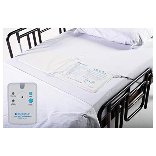 Advanced Bed and Floor Alarm for Elderly Monitoring, 10" x 30" Underpad with Motion Sensor Alarm, 3 Ring Chime and 3 Mounting Options, with AC Adapter and 9V Battery, 1 Year Warranty by Patient Aid