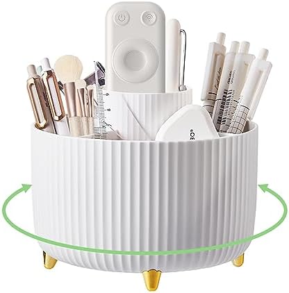 Pencil Holder For Desk,5 Slots 360°Degree Rotating Desk Organizers And Access