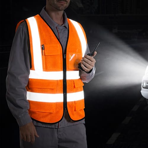Image of uniformer Premium Safety Jacket for Men and Women | Reflective High Visibility | Ideal Unisex Safety Jacket for Civil Engineer | Used in Airport, Construction, Traffic